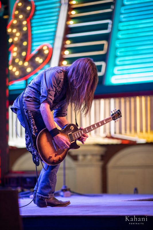 Guitarist on an open-air stage